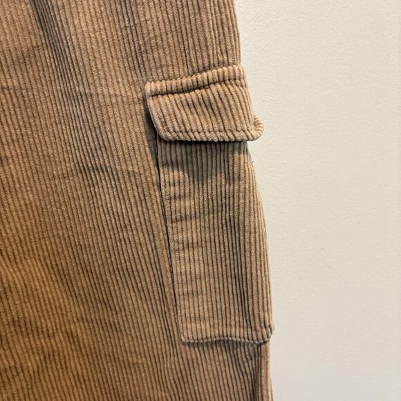 LIRA Corduroy Cargo Pants Mens Large Tan Drawstring Elastic Utility CRTV SCTX - Picture 4 of 12